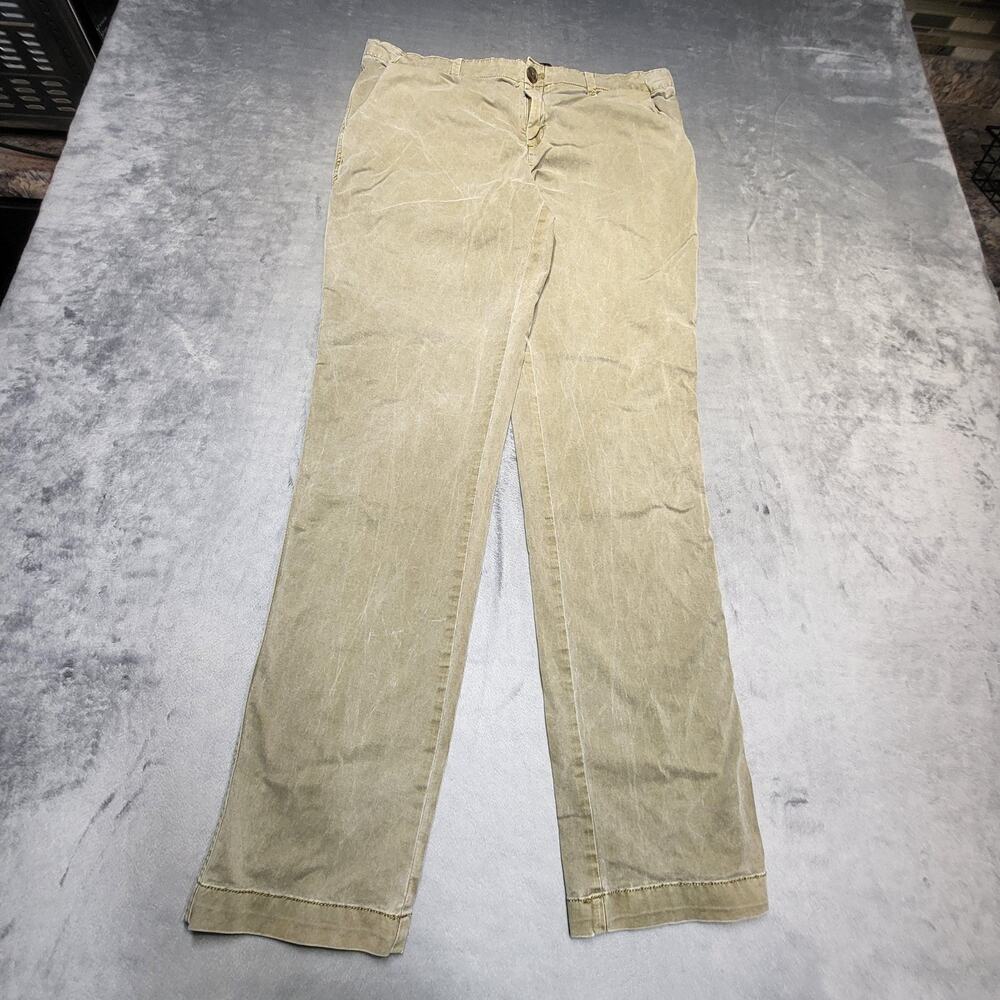 Gap Pants Womens 10 Tall Green Chino Twill Straight Pockets Zip Flat Front
